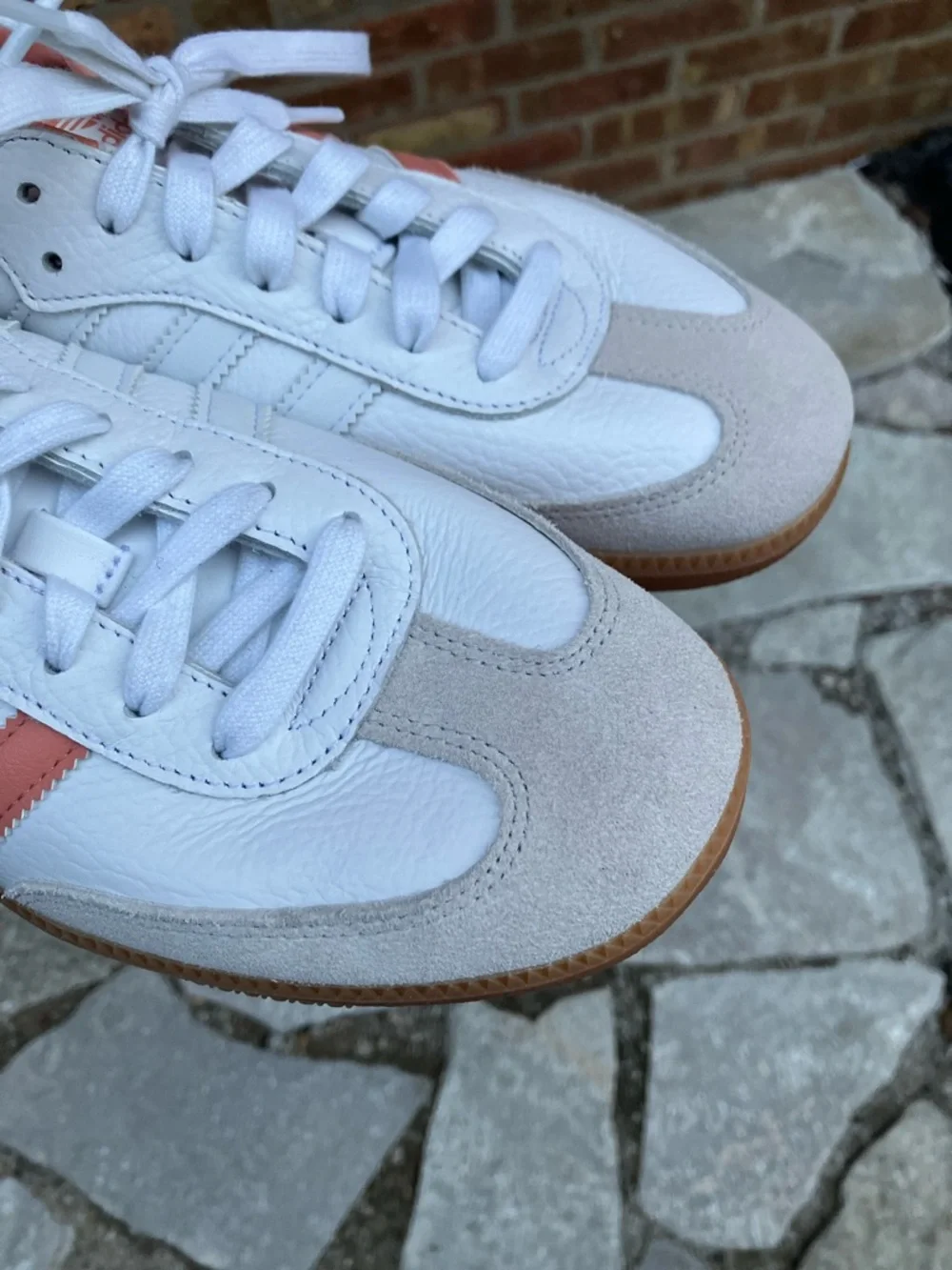 Adidas Samba Leather Sneakers in White & Coral - Picture 8 of 16